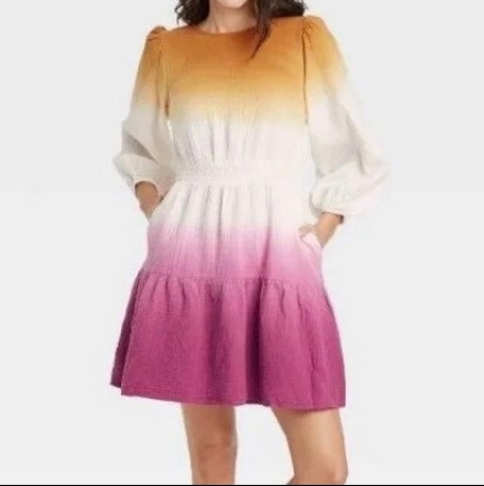 NWT Women's Marble Tie-Dye Long Sleeve Dress - Universal Thread - Med